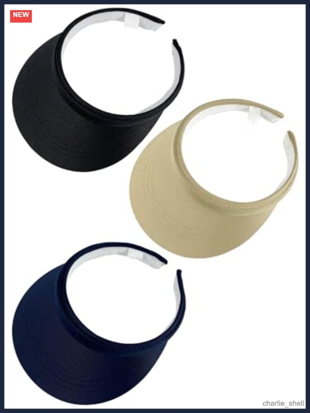3 Pack Clip-On Sun Visor Hat Adjustable Wide Brim Outdoor Golf Beach Cap